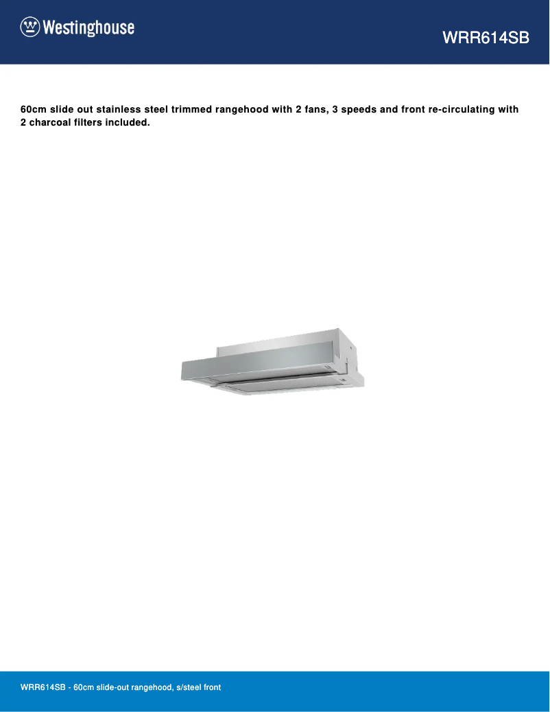 Page 1 de la notice Fiche technique Westinghouse WRR614SB