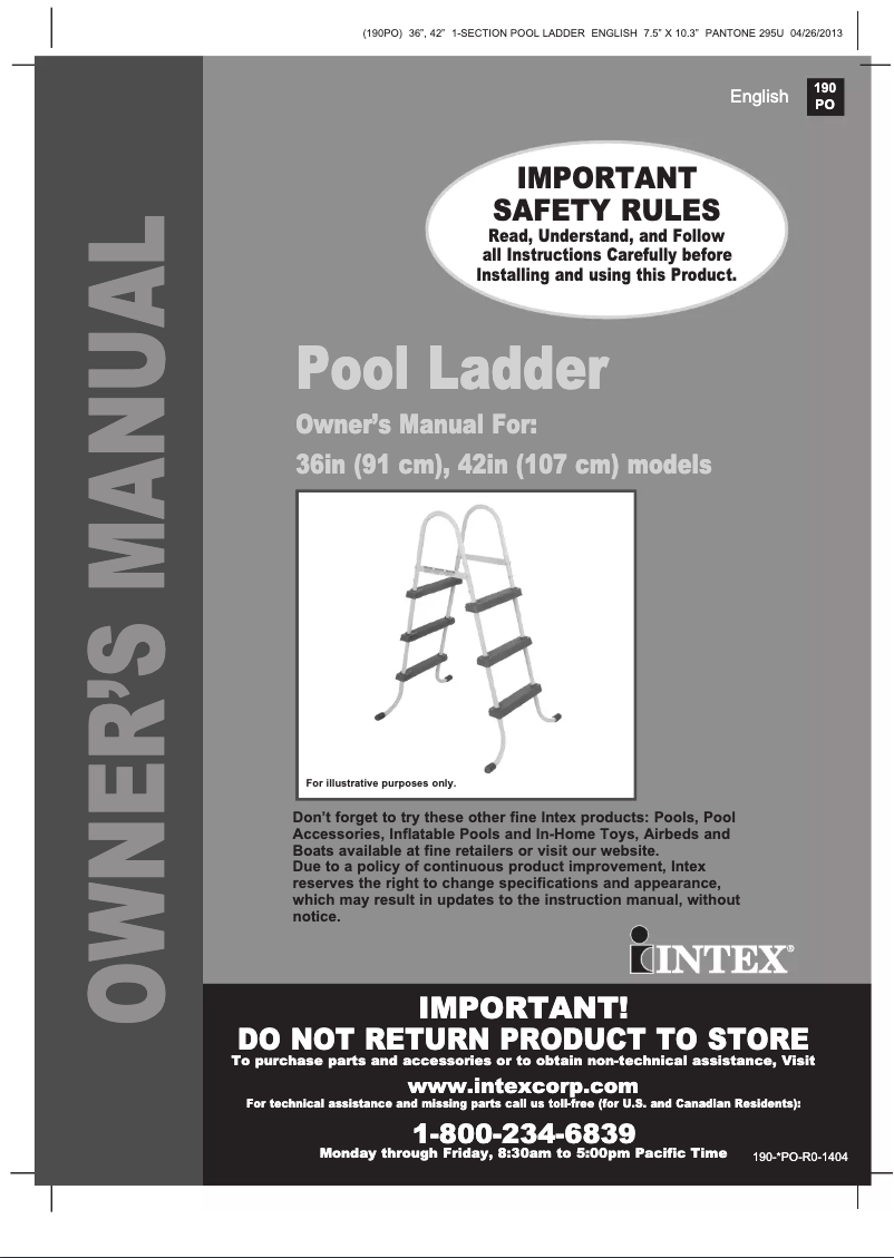 Page 1 de la notice Manuel utilisateur Intex 28062E