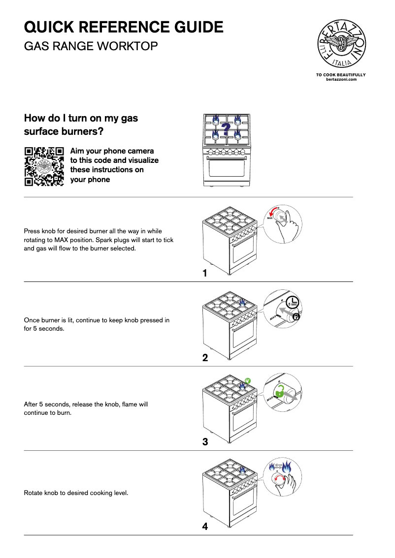 Page 1 de la notice Manuel utilisateur Bertazzoni PRO304BFGMXT
