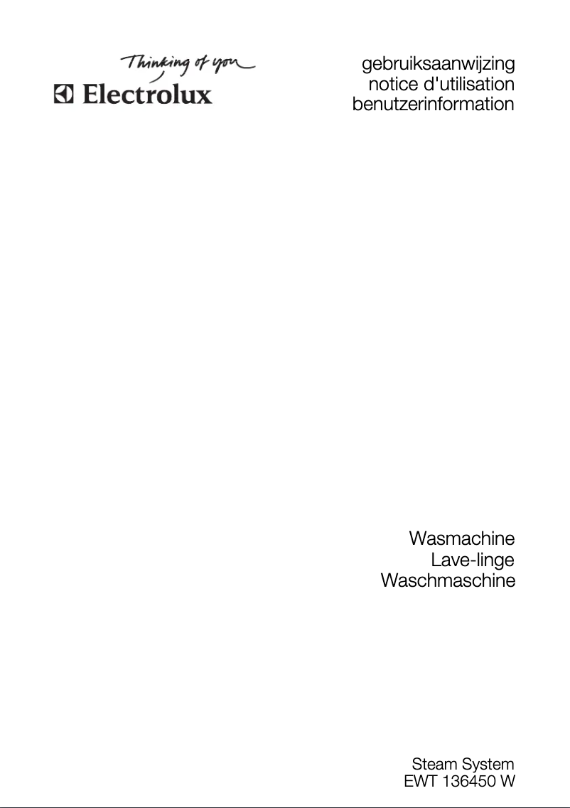 Page 1 de la notice Manuel utilisateur Electrolux EWT136450W