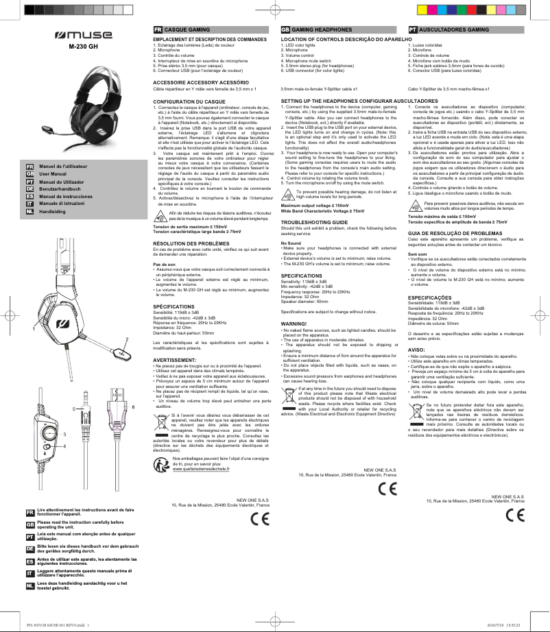 Image de la première page du manuel de l'appareil M-230 GH