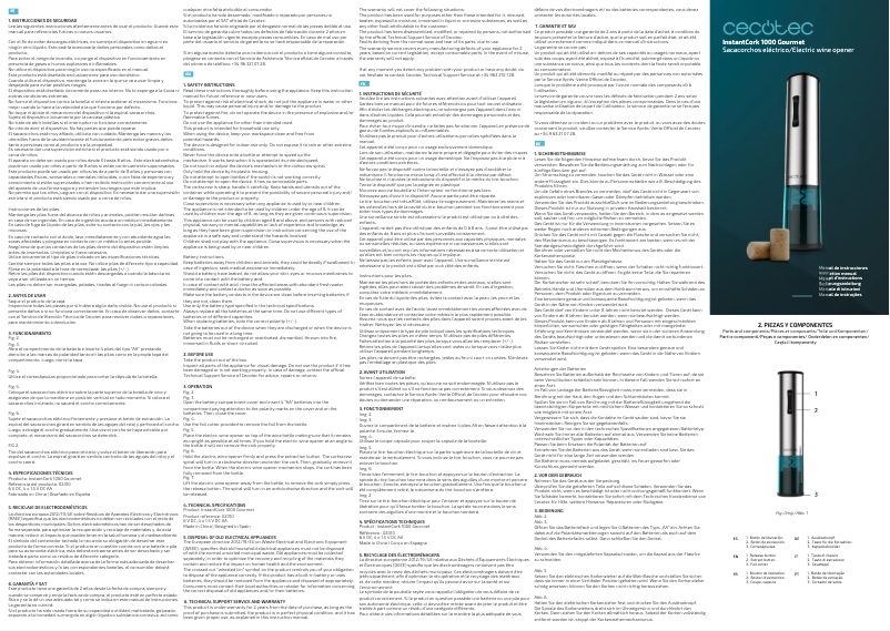 Page 1 de la notice Manuel utilisateur Cecotec InstantCork 1000 Gourmet