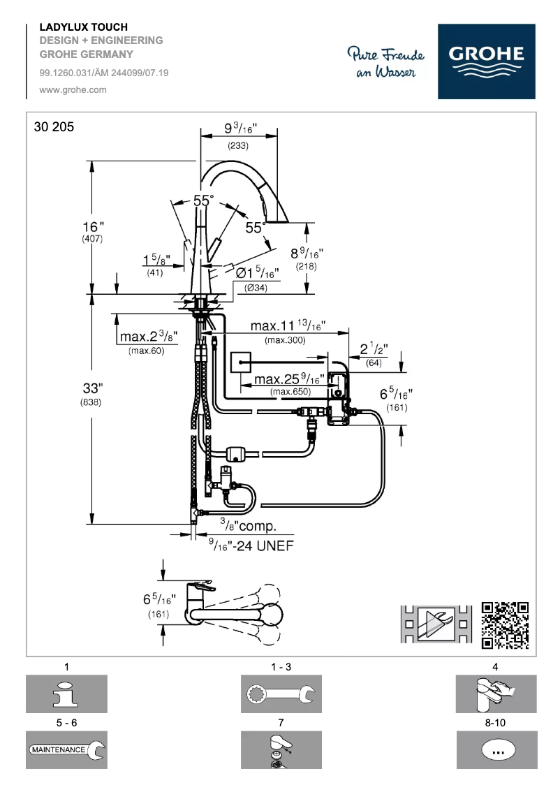 Página 1 del manual Guía de instalación Grohe Ladylux Touch