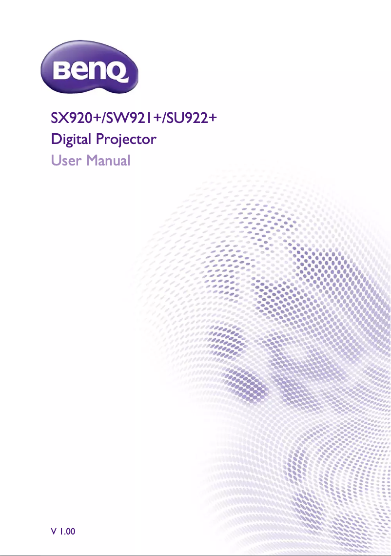 Page n°1 - Manuel utilisateur BenQ SX920+