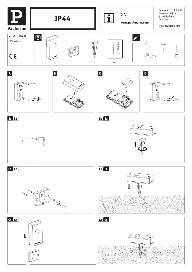 Page n°1 - Manuel utilisateur Paulmann 180.12
