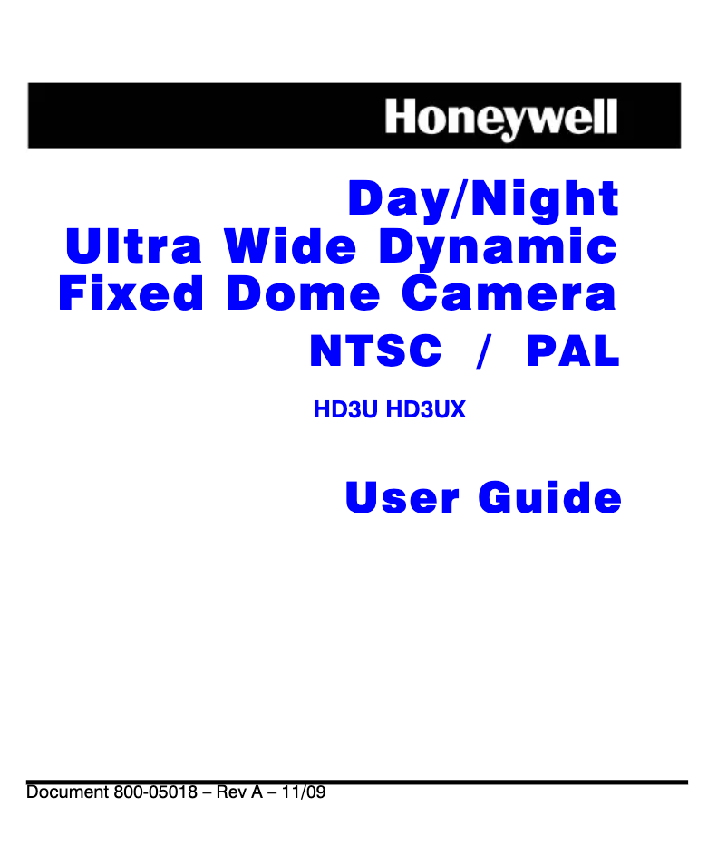 Page n°1 - Manuel utilisateur Honeywell HD3U