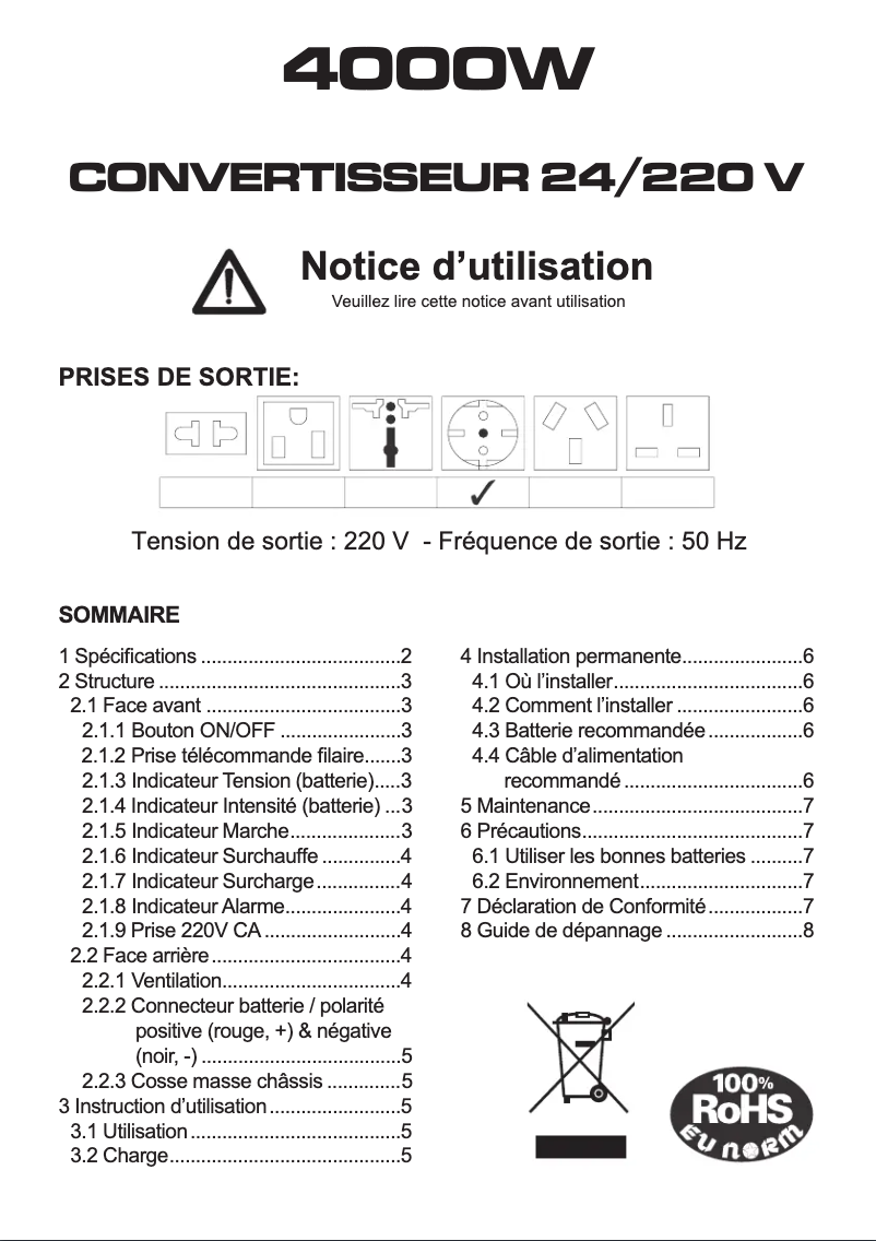 Page n°1 - Manuel utilisateur President ACMA986