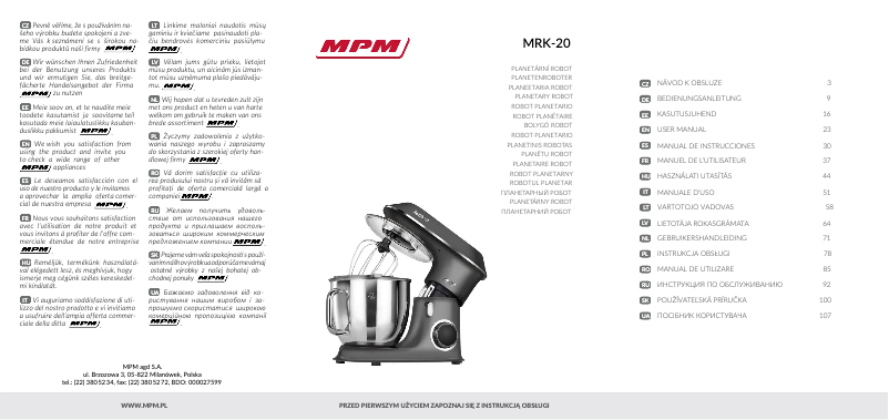 Page 1 de la notice Manuel utilisateur MPM MRK-20