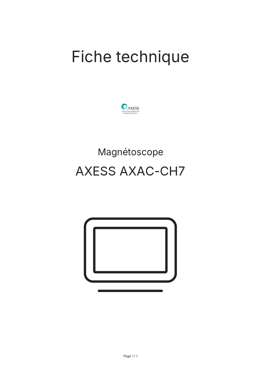 Image de la première page du manuel de l'appareil AXAC-CH7