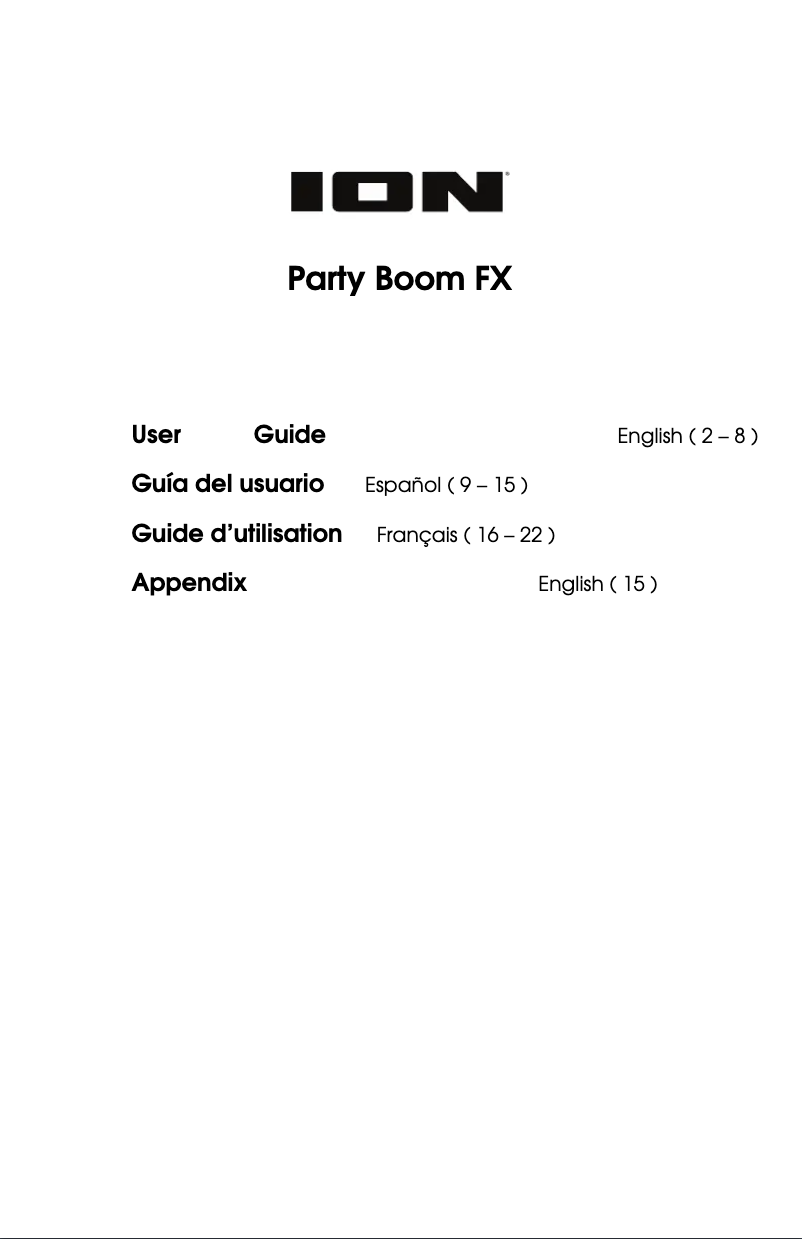 Page n°1 - Manuel utilisateur ION Party Boom FX