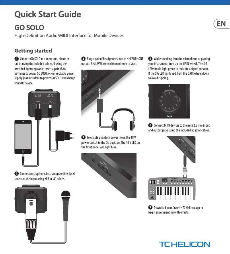 Page 1 de la notice Manuel utilisateur TC Helicon GO Solo