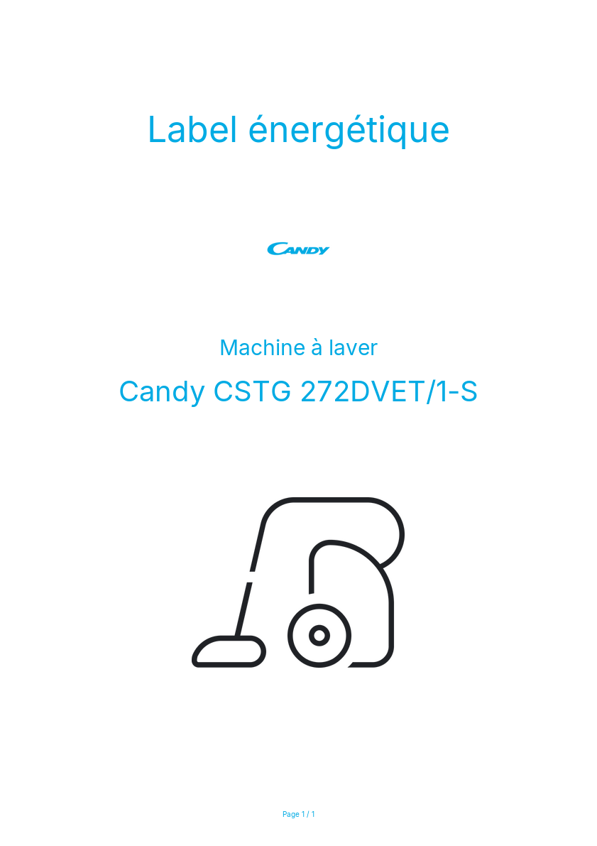 Page n°1 - Label énergétique Candy CSTG 272DVET/1-S