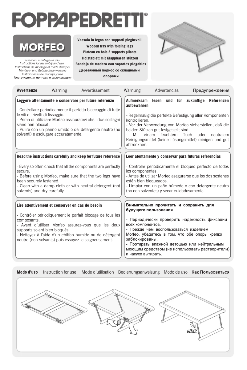 Page 1 de la notice Manuel utilisateur Foppapedretti Morfeo