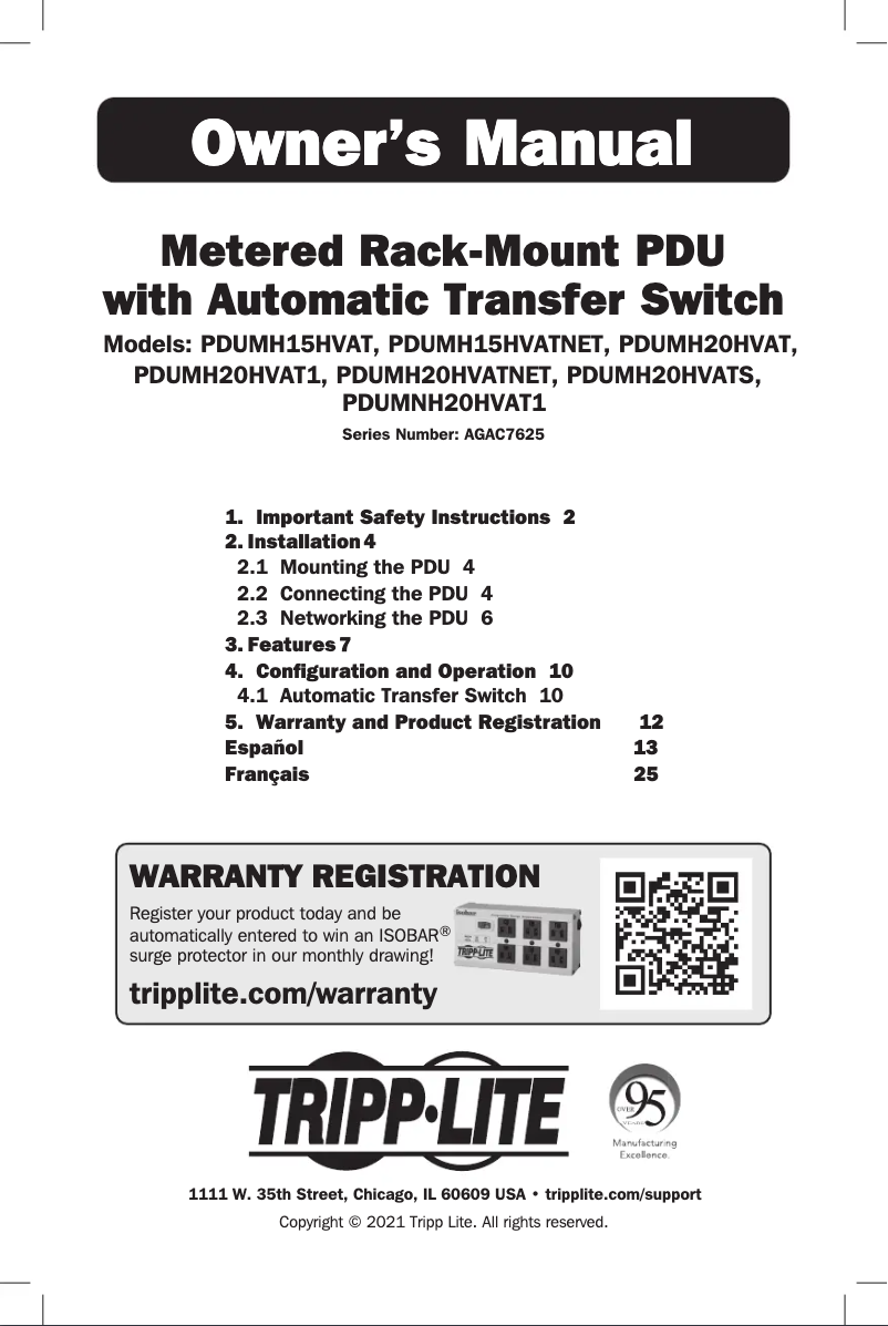 Imagen de la primera página del manual del dispositivo PDUMNH20HVAT1