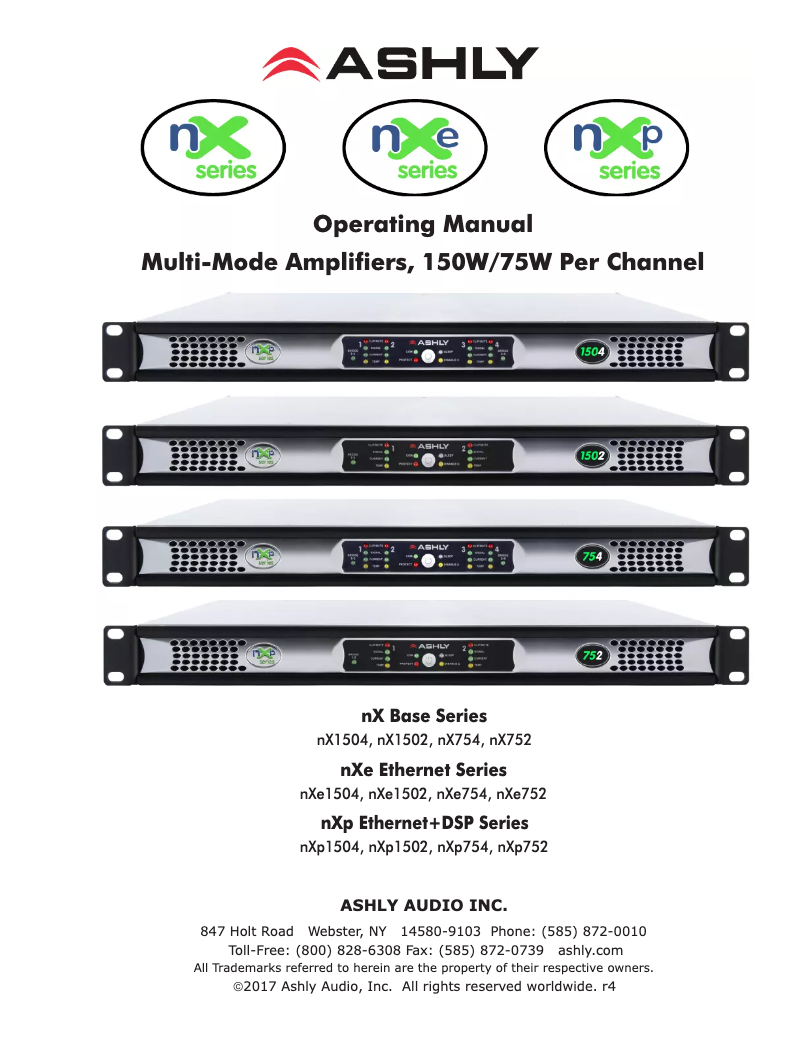 Page 1 de la notice Manuel utilisateur Ashly nXP1504
