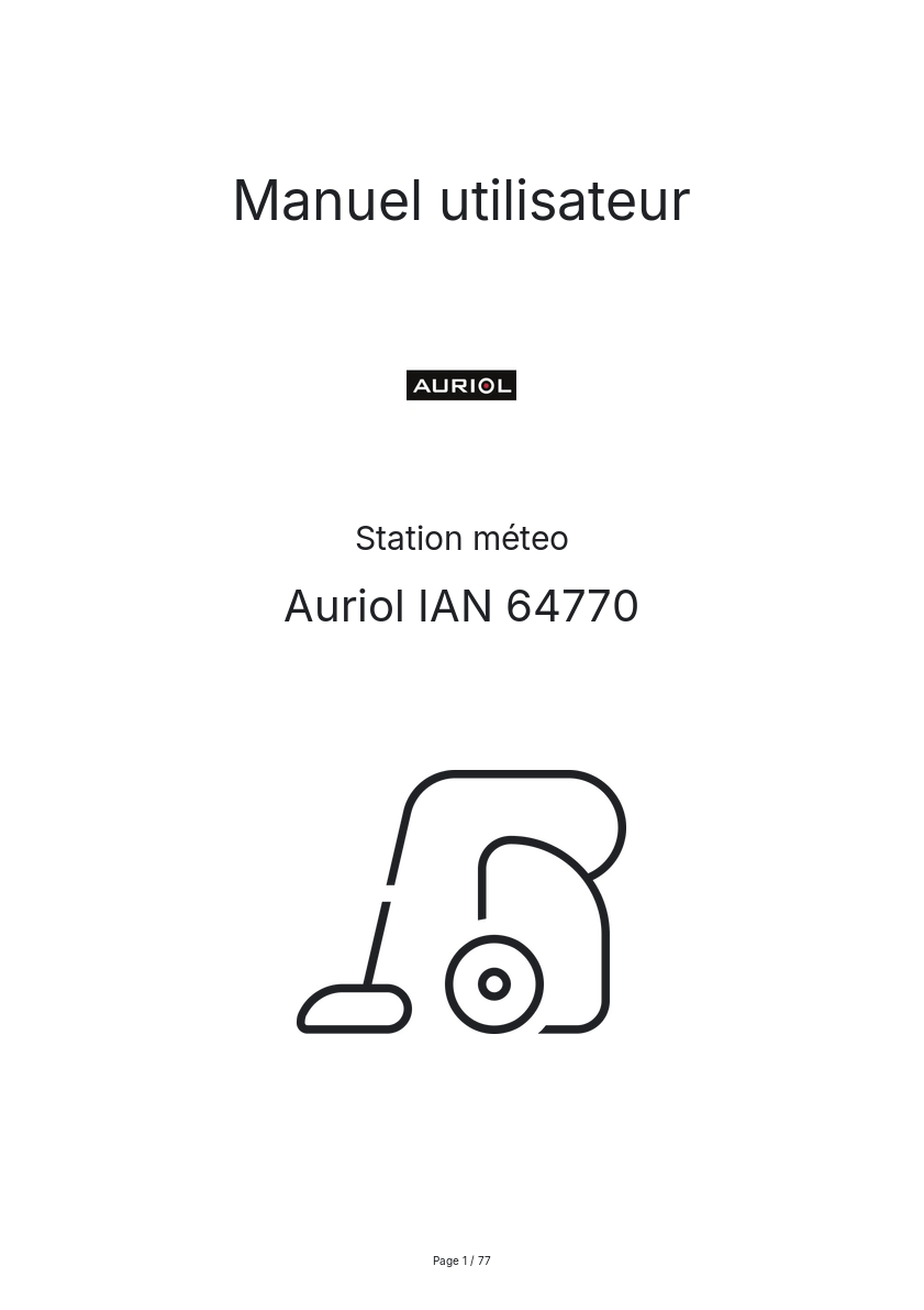 Image de la première page du manuel de l'appareil IAN 64770