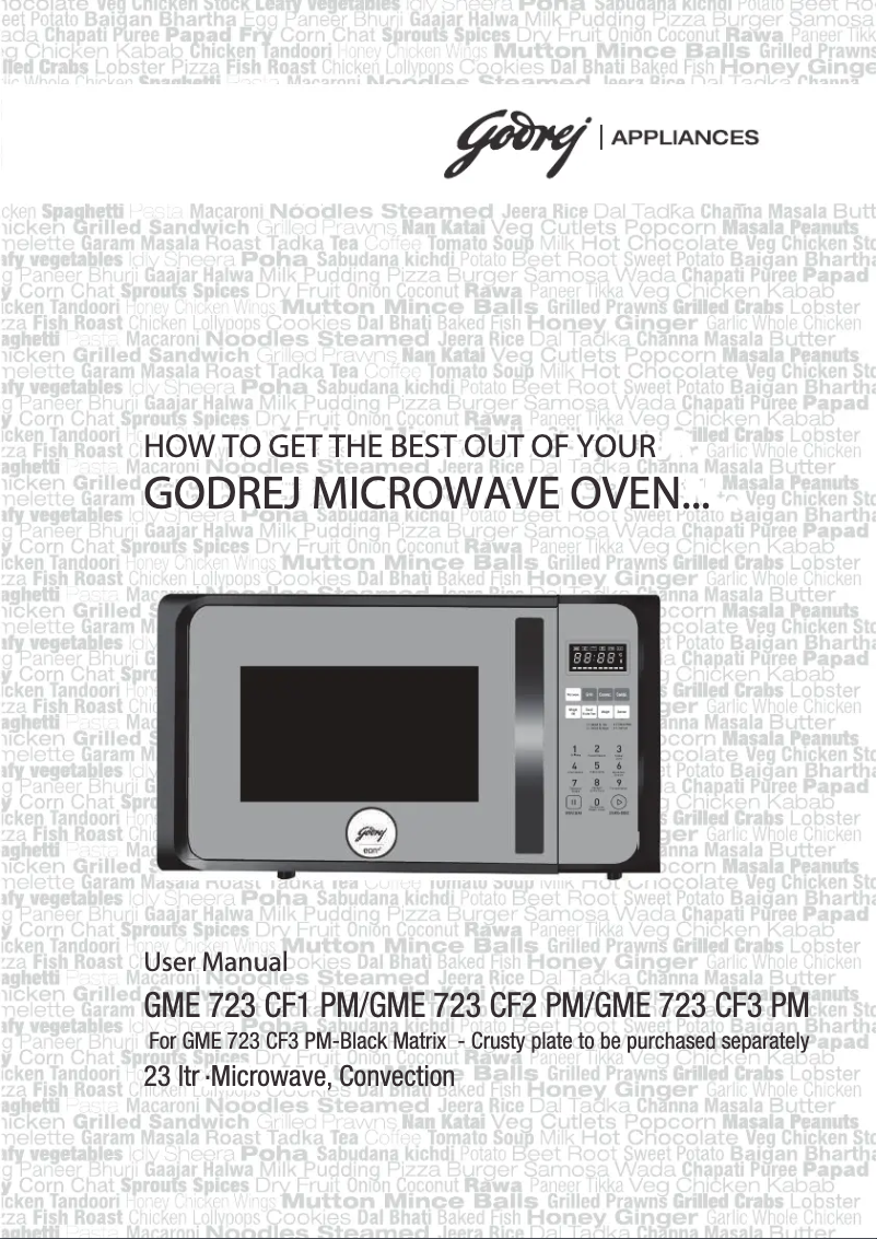 Page n°1 - Manuel utilisateur Godrej GME 723 CF3