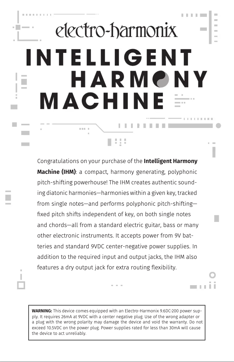 Image de la première page du manuel de l'appareil Intelligent Harmony Machine