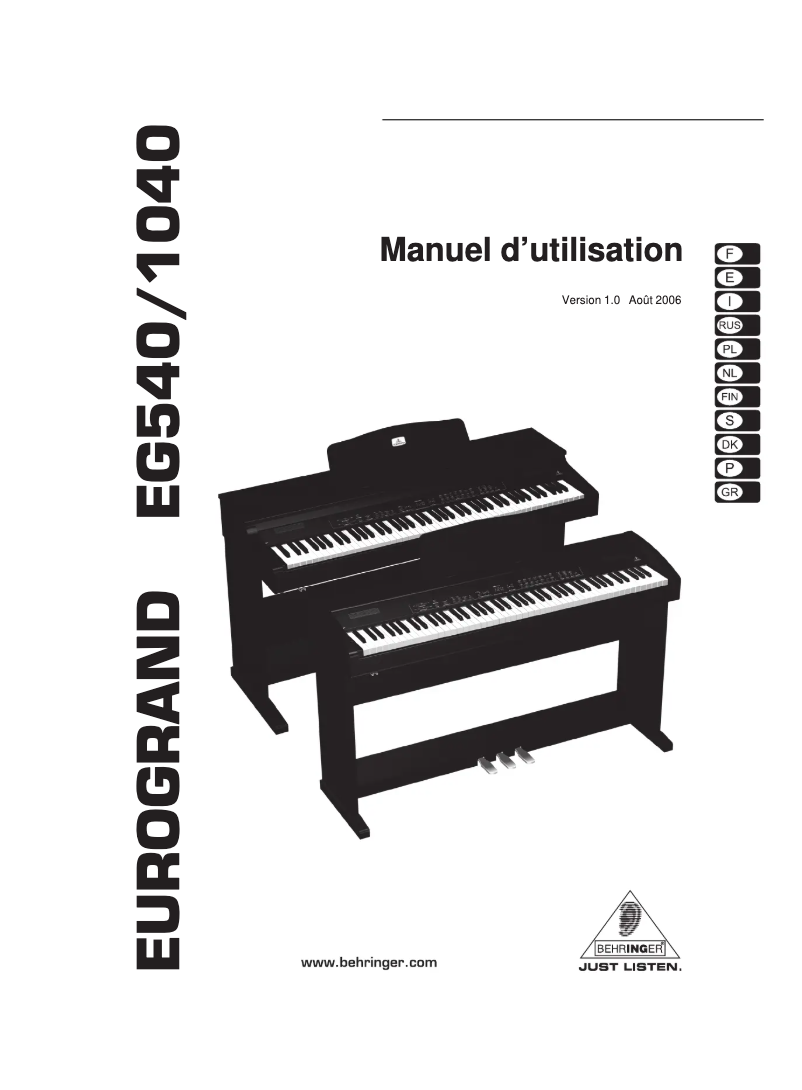 Page 1 de la notice Manuel utilisateur Behringer Eurogrand EG540