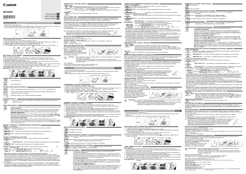 Page 1 de la notice Manuel utilisateur Canon MP49DII