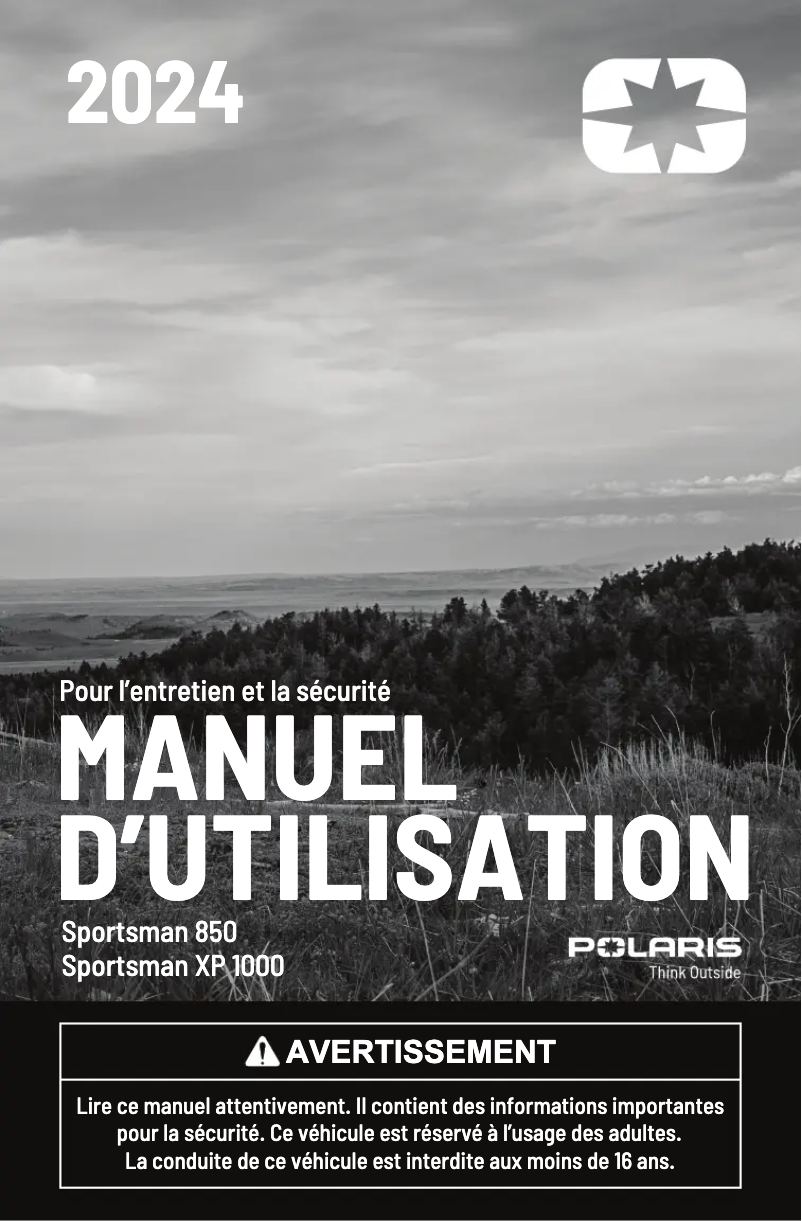 Page 1 de la notice Manuel utilisateur Polaris Sportsman XP 1000 (2024)