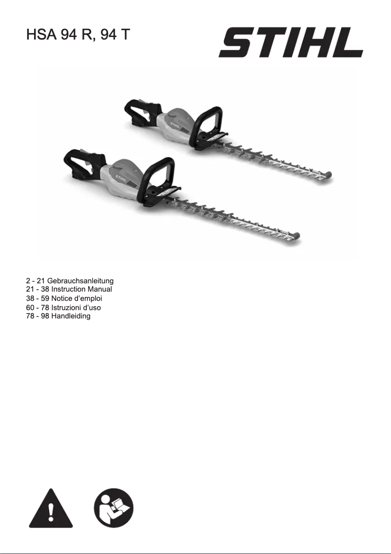Page n°1 - Manuel utilisateur Stihl HSA 94 T
