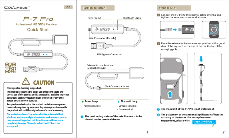 Page n°1 - Manuel utilisateur Columbus P-7 Pro