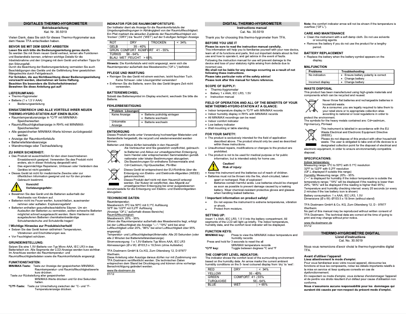 Imagen de la primera página del manual del dispositivo 30.5019.10