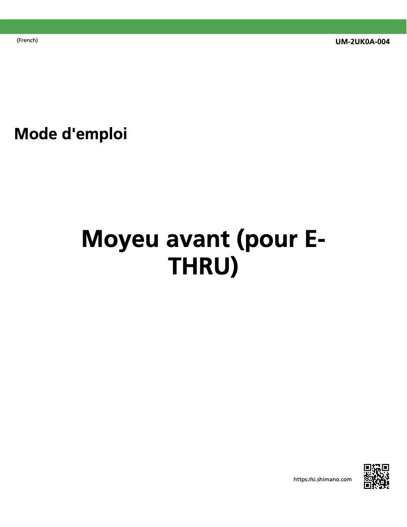 Page 1 de la notice Manuel utilisateur Shimano HB-M6010