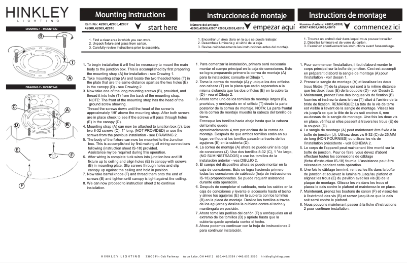 Page n°1 - Manuel utilisateur Hinkley Lighting Halo 42007BK