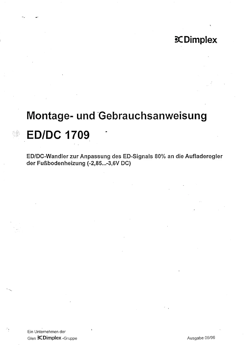 Image de la première page du manuel de l'appareil ED-DC 1709