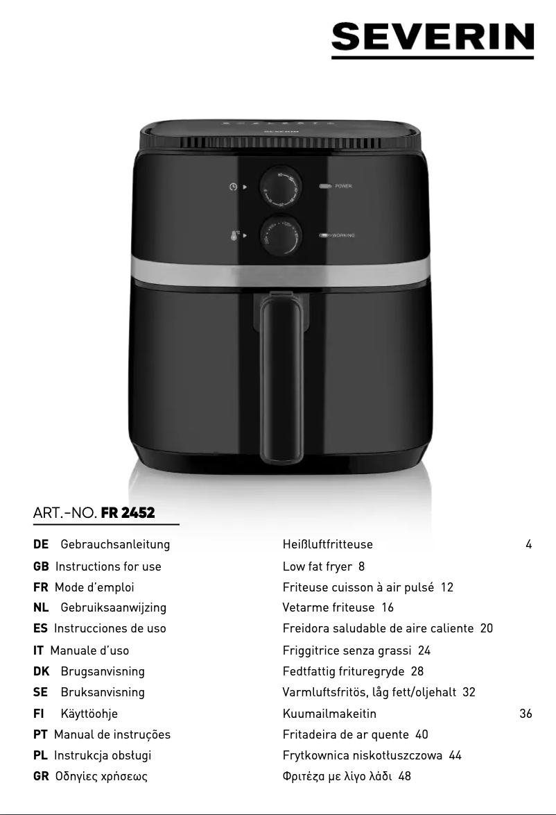 Image de la première page du manuel de l'appareil FR 2452