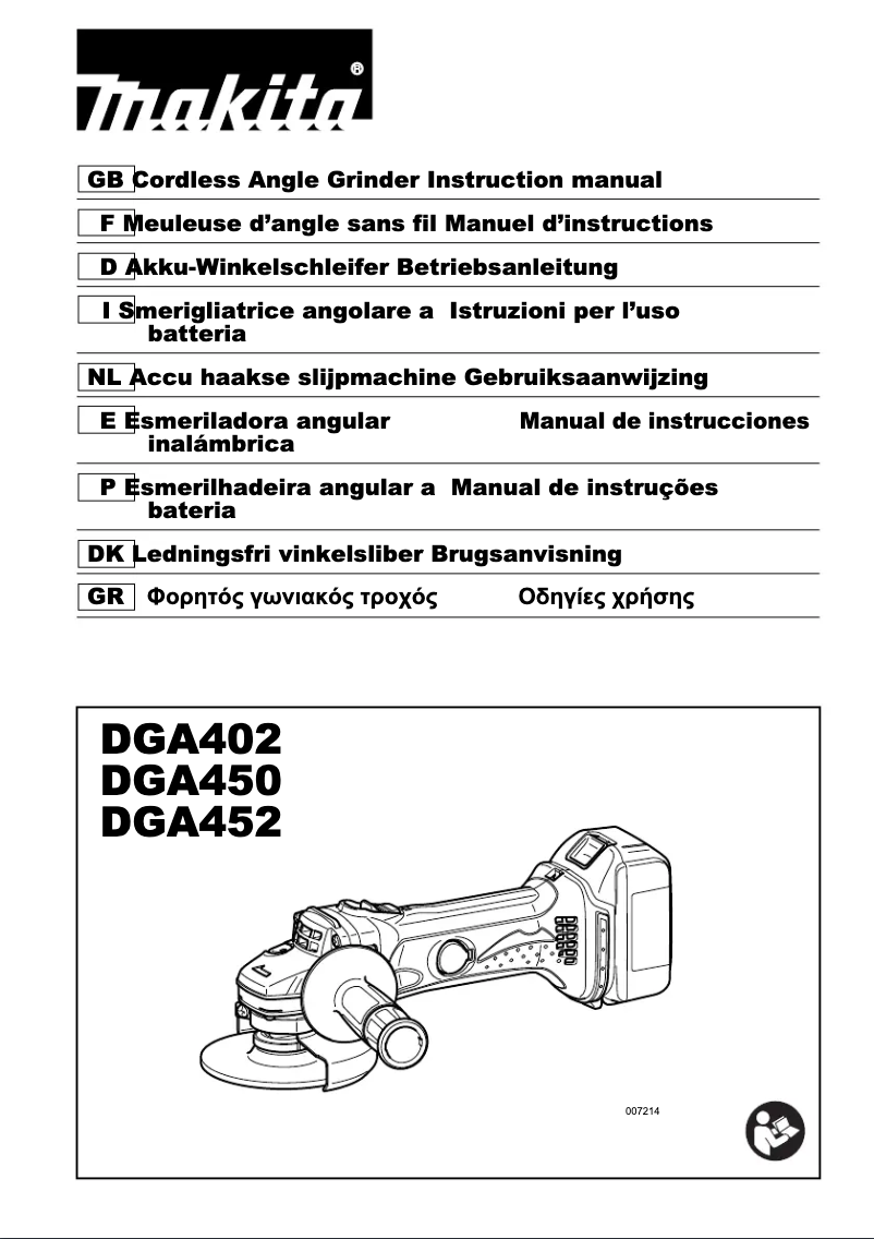 Page 1 de la notice Manuel utilisateur Makita DGA452RTJ