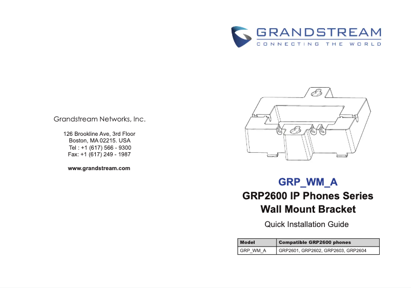 Page n°1 - Guide de démarrage rapide Grandstream GRP2604(P)