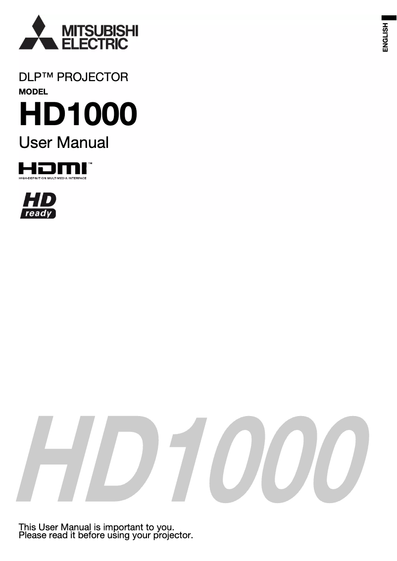 Page 1 de la notice Manuel utilisateur Mitsubishi HD1000U