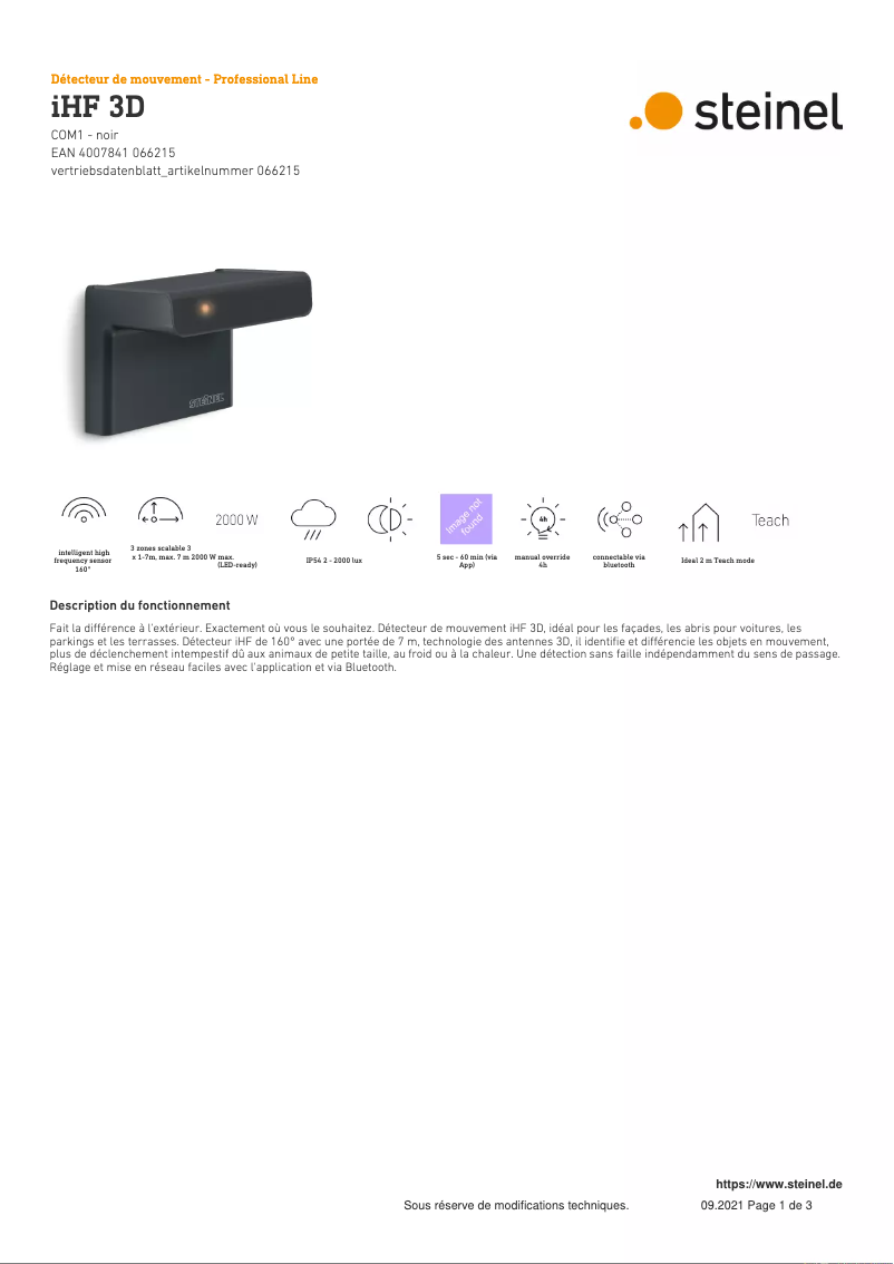 Image de la première page du manuel de l'appareil iHF 3D COM1