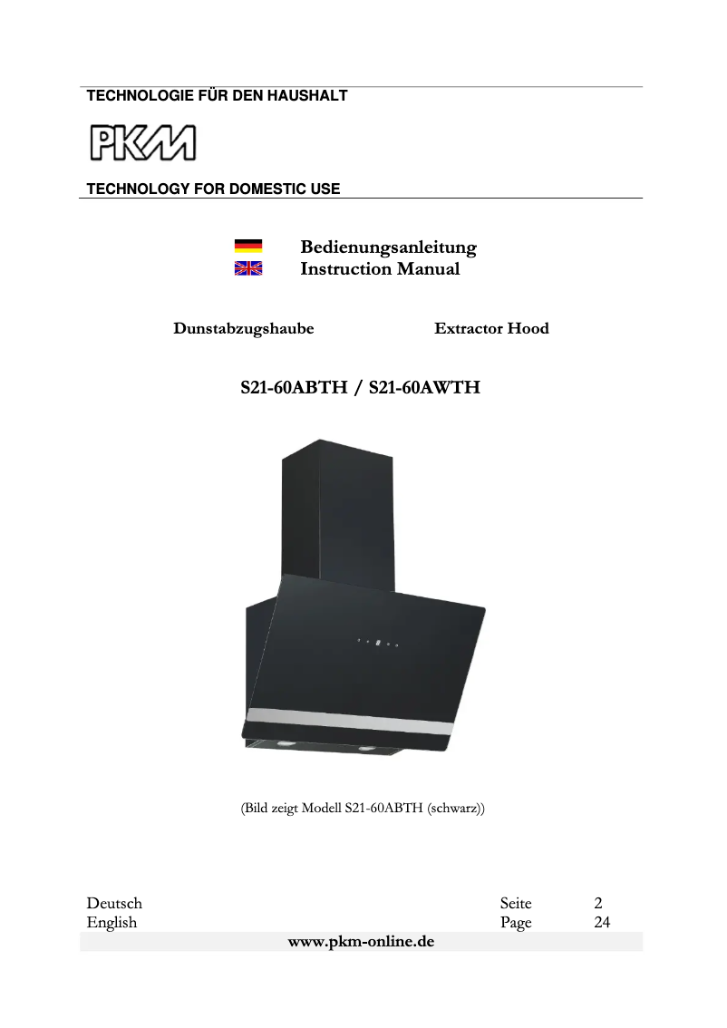 Page 1 de la notice Manuel utilisateur PKM S21-60ABTH