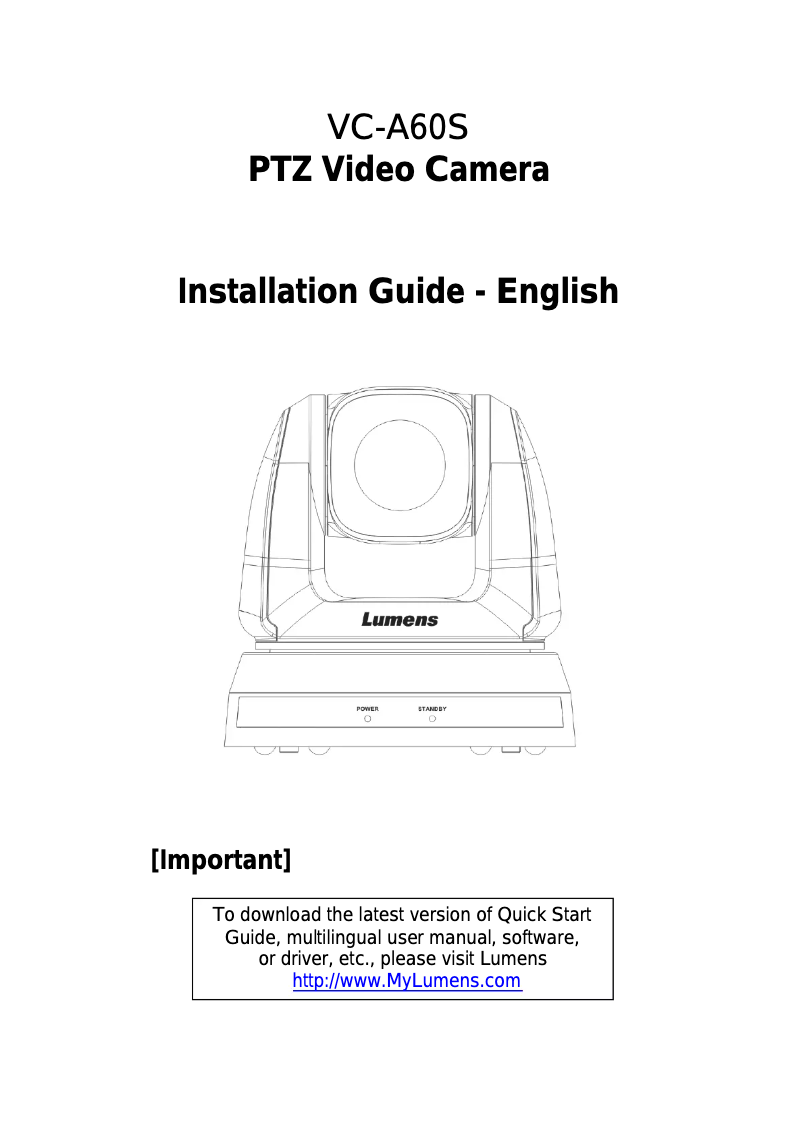 Page n°1 - Manuel utilisateur Lumens VC-A60S