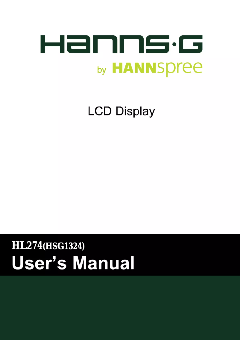 Page n°1 - Mode d'emploi Hannspree HL 274 HPB