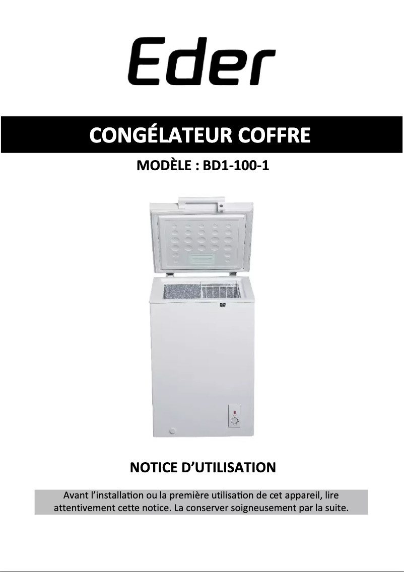 Page n°1 - Manuel utilisateur Eder BD1-100-1