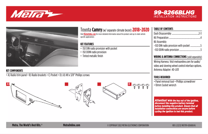Page n°1 - Mode d'emploi Metra 99-8266