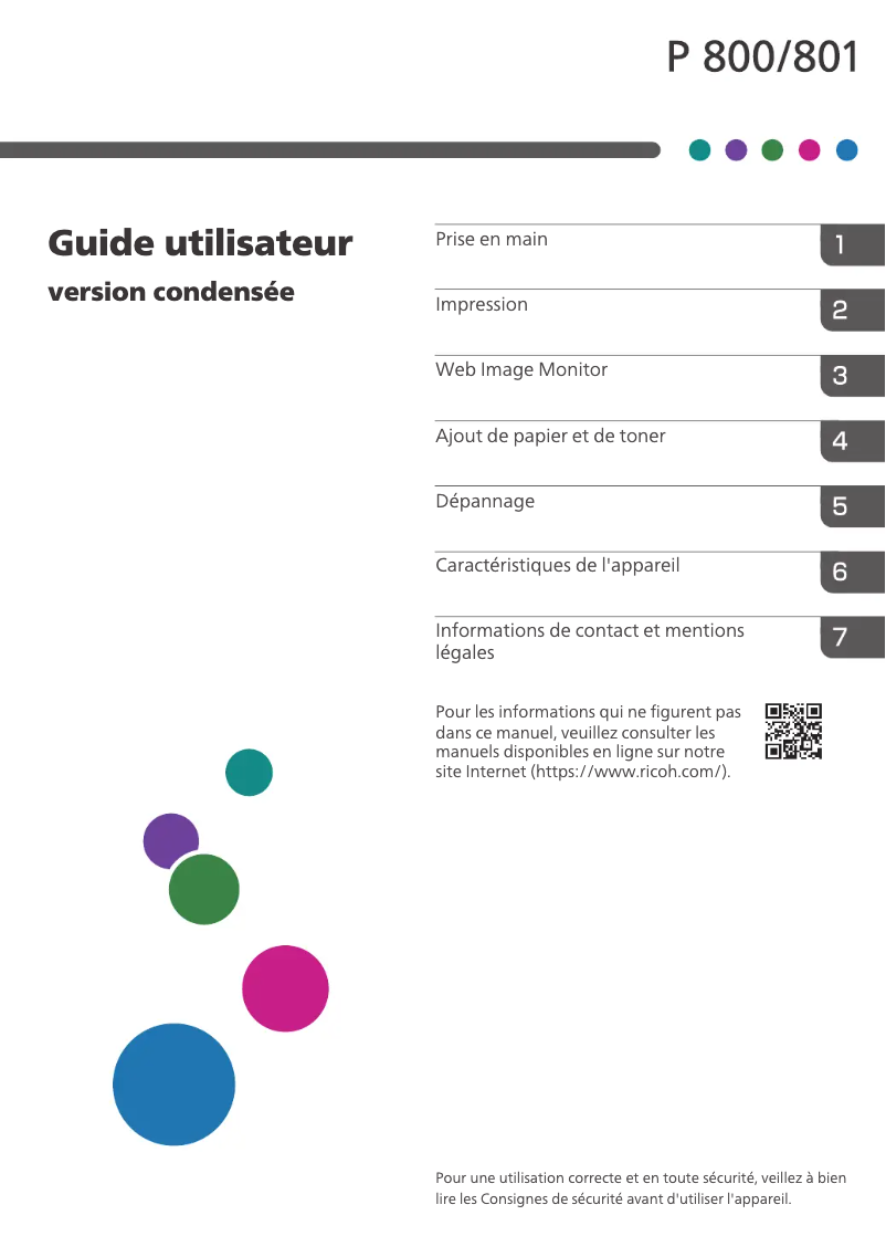 Image de la première page du manuel de l'appareil P 801