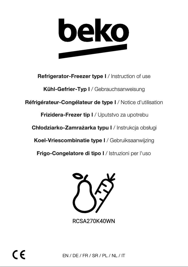 Page n°1 - Manuel utilisateur Beko RCSA270K40WN