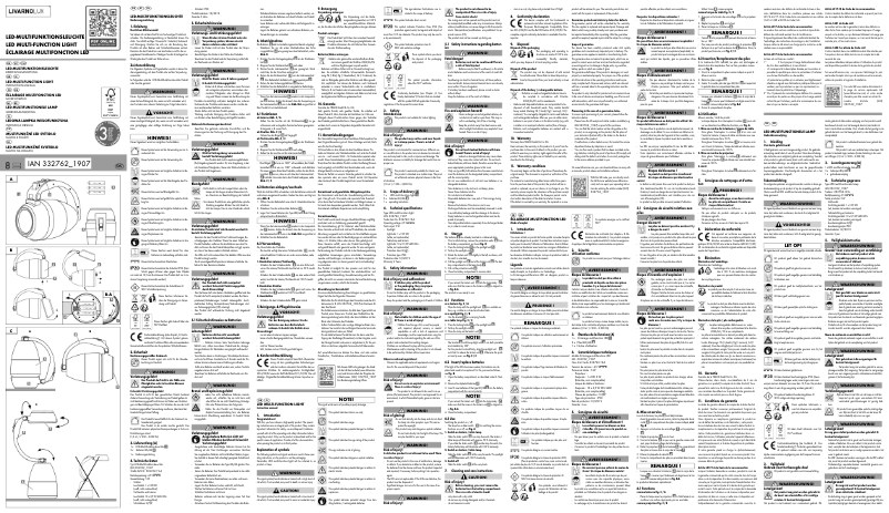 Page 1 de la notice Manuel utilisateur Livarno Lux IAN 332762
