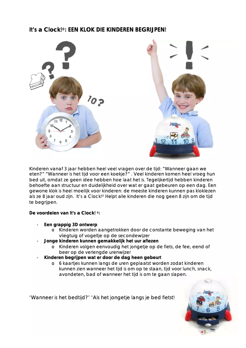 Page 1 de la notice Manuel utilisateur Jumbo Its a clock Bubble Bear