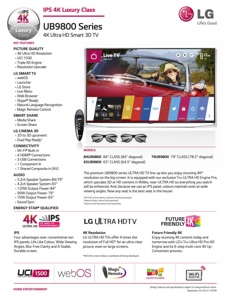 Image de la première page du manuel de l'appareil 65UB9800