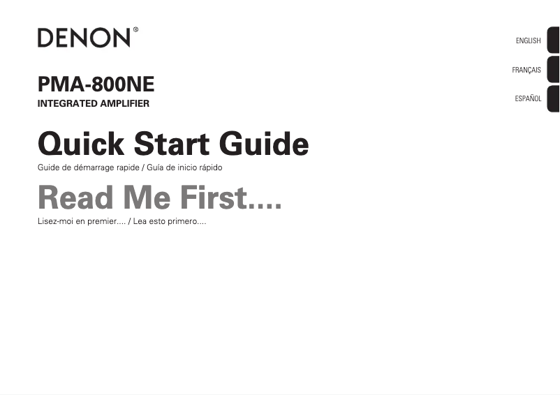 Page 1 de la notice Guide de démarrage rapide Denon PMA8-00NE