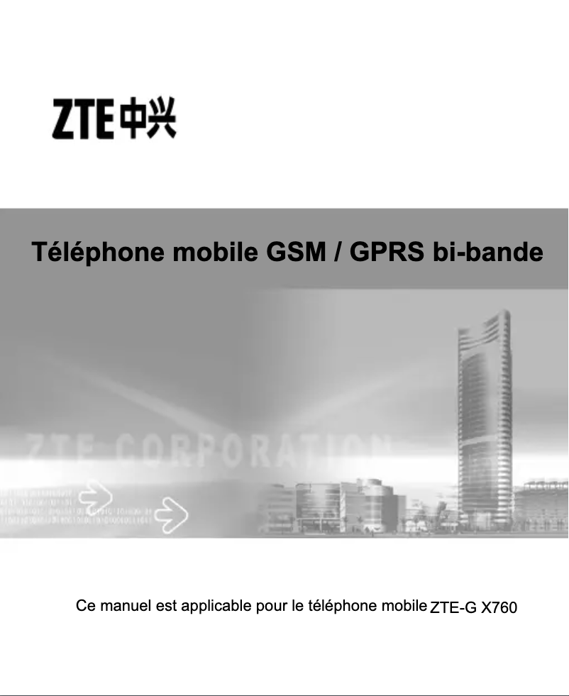 Page 1 de la notice Manuel utilisateur ZTE G X760