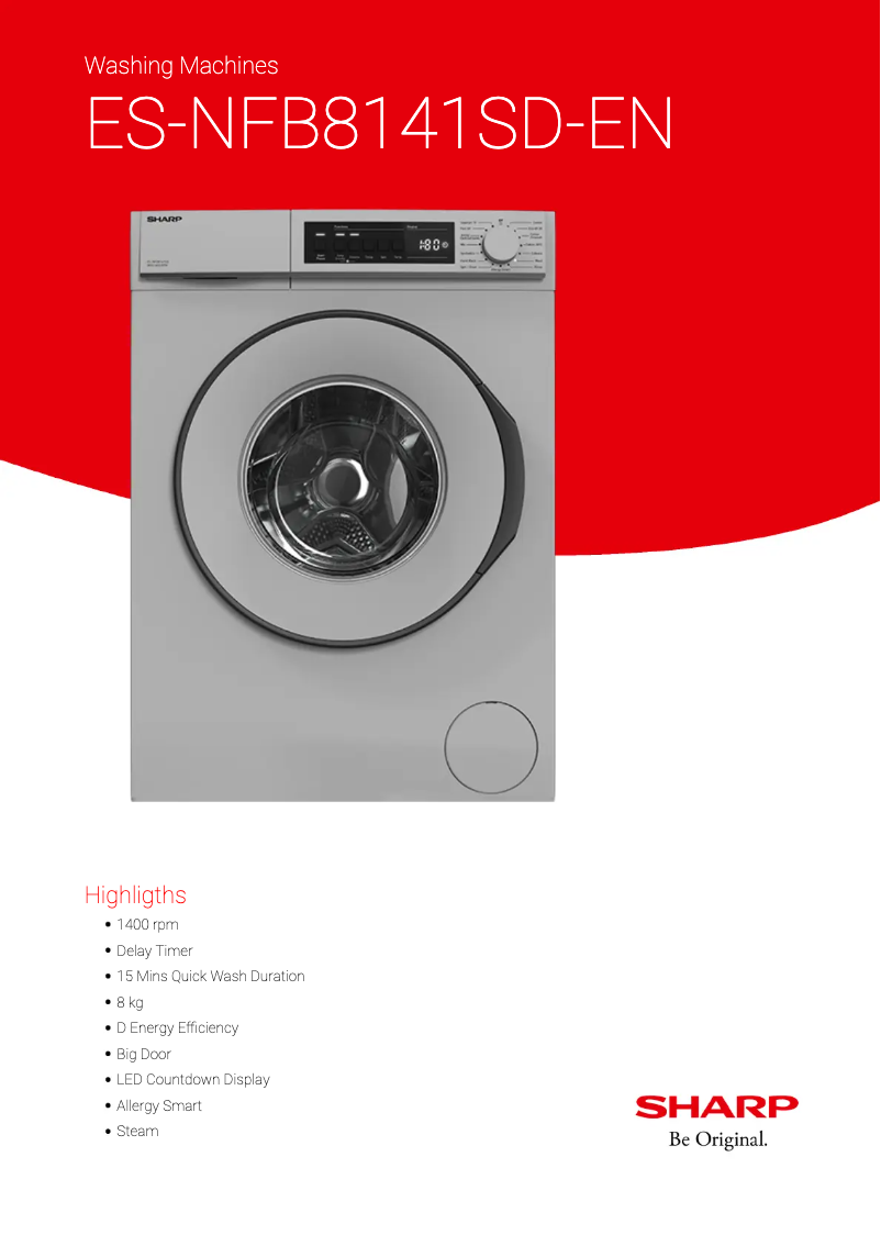 Page 1 de la notice Fiche technique Sharp ES-NFB8141SD-EN