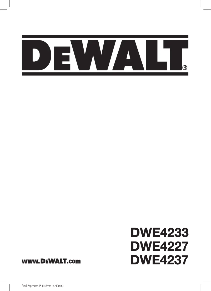 Page n°1 - Manuel utilisateur DeWalt DWE4227